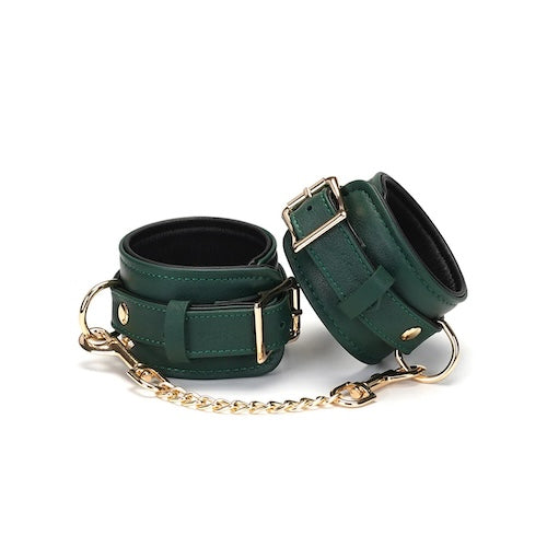 Rich Emerald Leather Anklecuffs