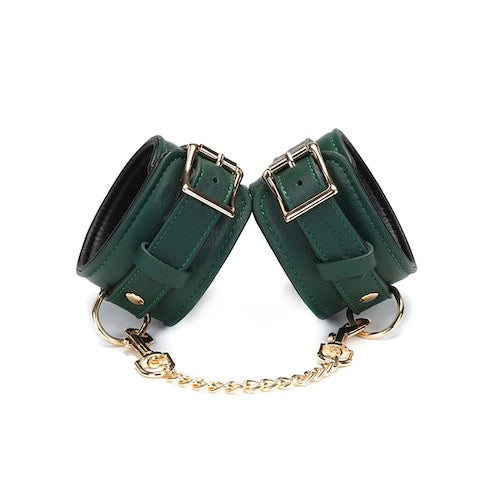 Rich Emerald Leather Handcuffs