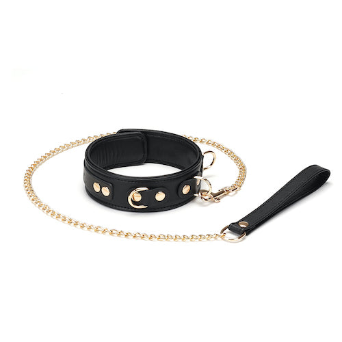 Black Onyx Leather Collar and Leash