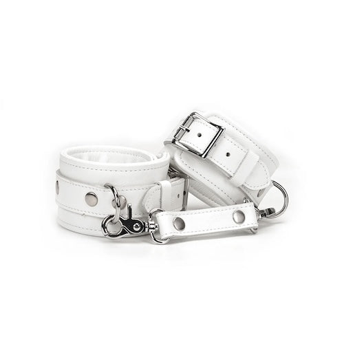 Icy White Leather Anklecuffs