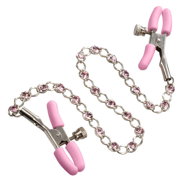 Pink Crystal Chain Nipple Clamps